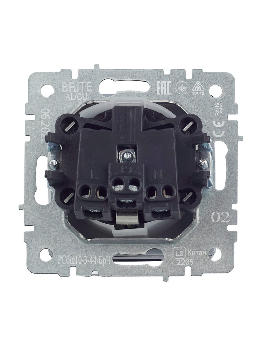 IEK Brite Черный Розетка IEK BRITE с/з с шторками и крышкой 16А IP44 РСбш10-3-44-БрЧ черный BR-R16-16-44-K02