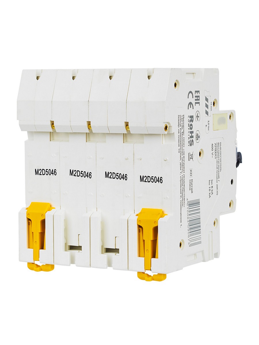 4 полюсные (четырехполюсные) Автоматический выключатель IEK ARMAT M06N 4P D 50А AR-M06N-4-D050 