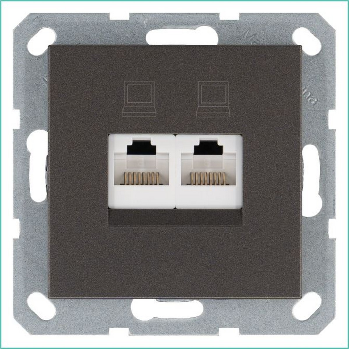 Интернет-розетка JASMART RJ45 двойная Мокко G6106Z