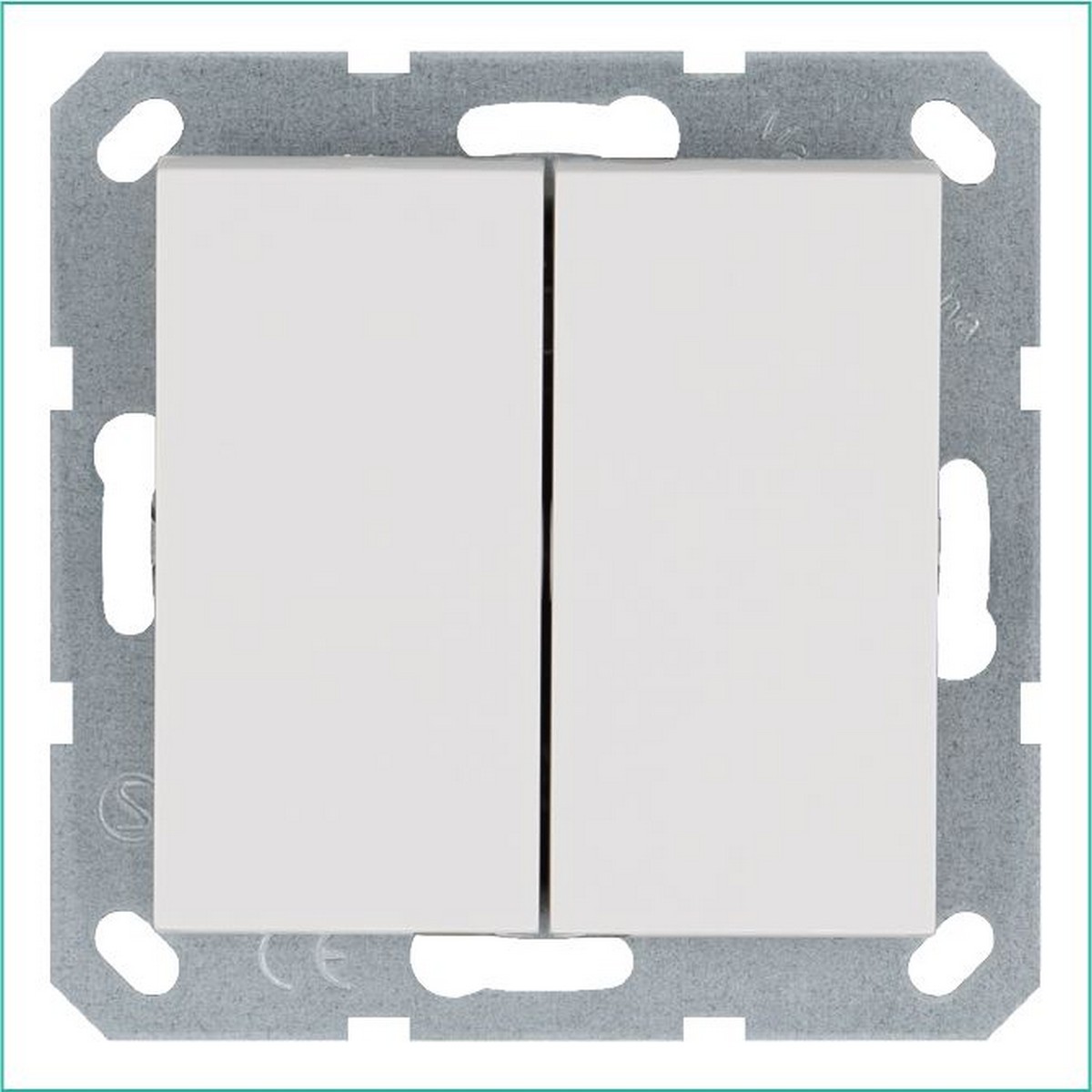 JASMART G - розетки и выключатели Выключатель JASMART двухклавишный перекрестный Белый глянцевый G3014W