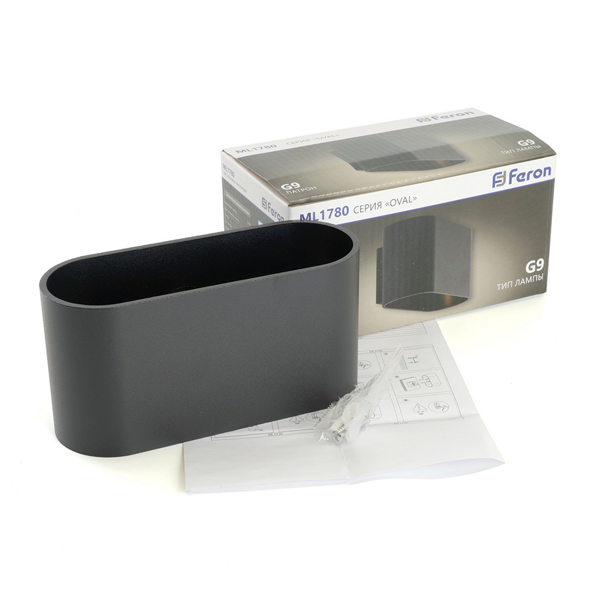 Светильник настенный Feron ML1780 Oval 5W чёрный 48435