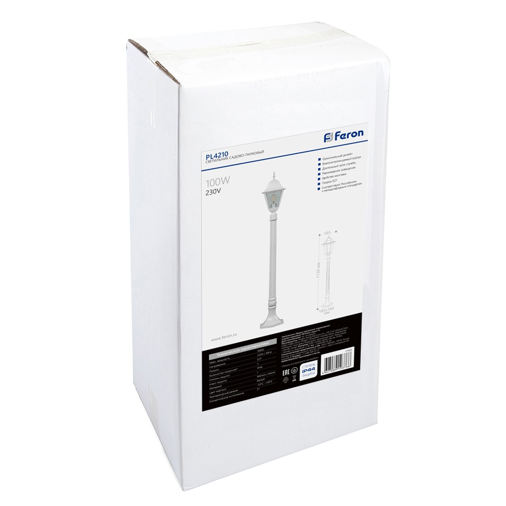 Уличный светильник Feron 4210 столб 100W E27 230V, белый 11033