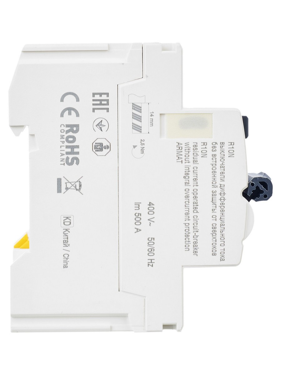 ВДТ УЗО IEK ARMAT R10N 4P 25А 30мА тип AC AR-R10N-4-025C030
