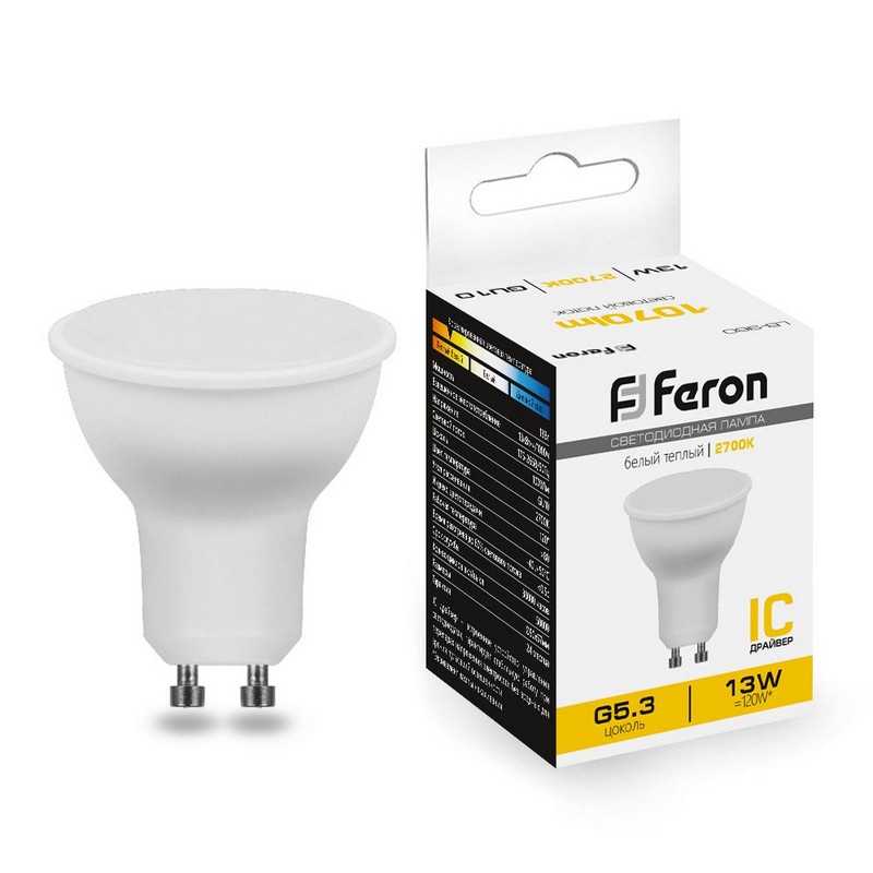 Лампа светодиодная Feron LB-960 MR16 GU10 13W 230V 2700K 38191