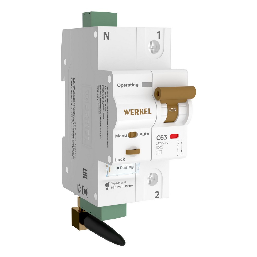 Werkel Умный автоматический выключатель Werkel 1 P 63 A C 6 kA W1001P63010 