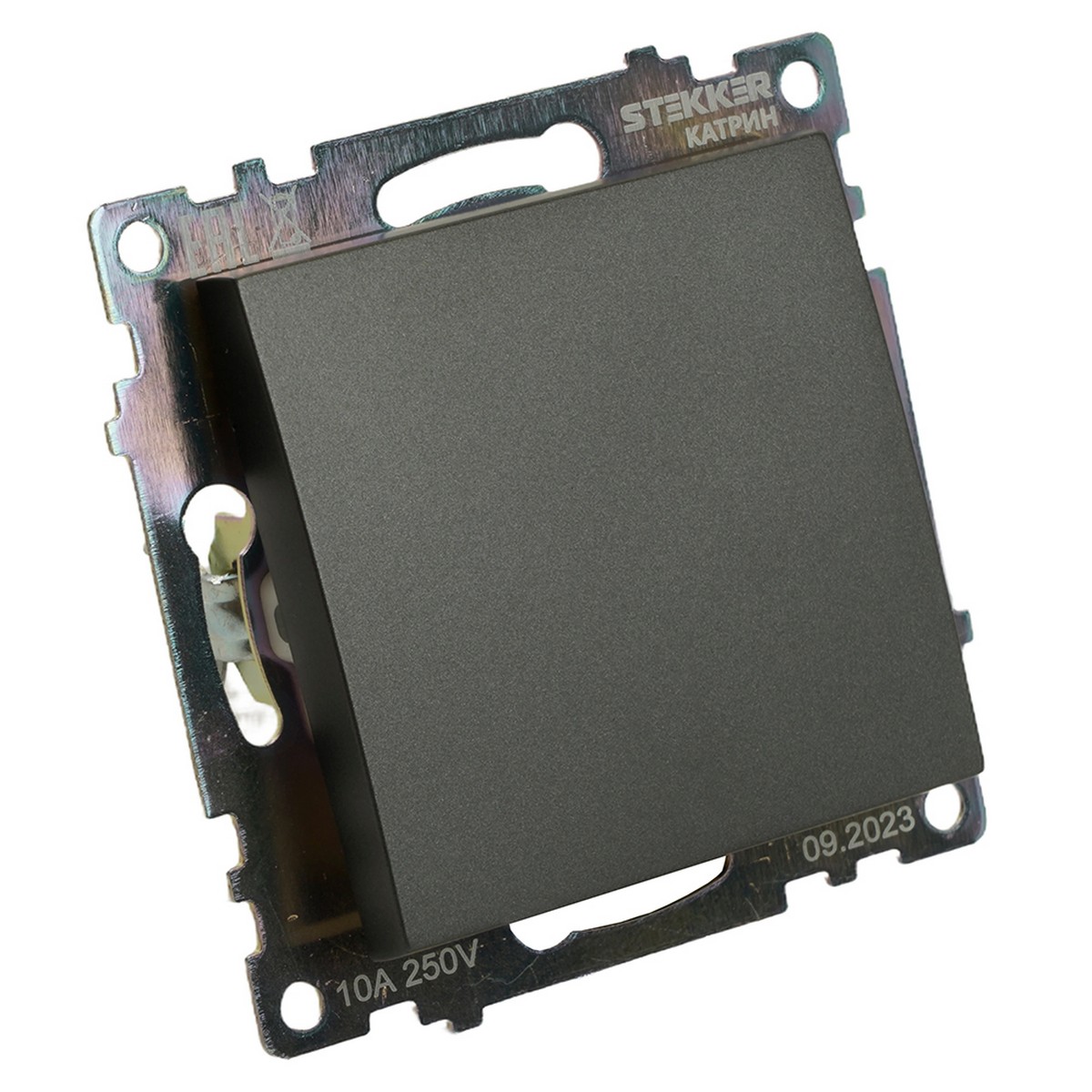 Выключатель 1-клавишный STEKKER GLS10-7103-06 250V 10А Катрин графит 49410