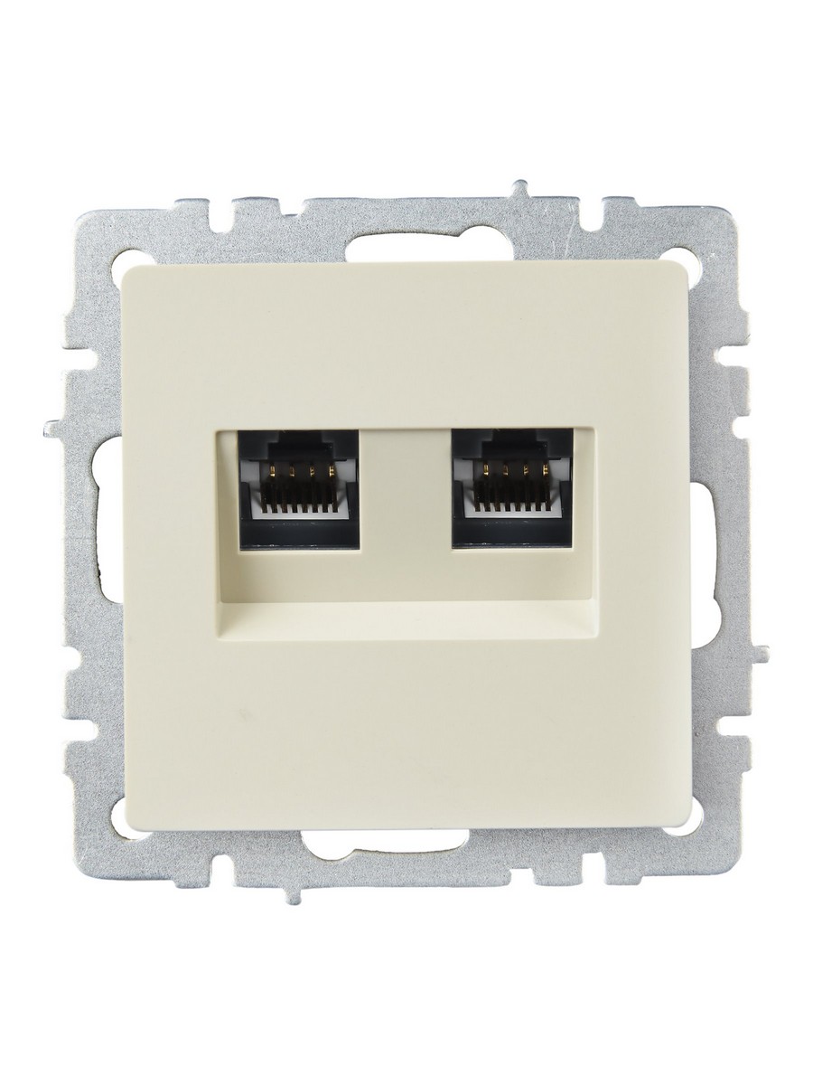 Розетка IEK BRITE двойная RJ11+RJ45 кат.5E РК/Т12-БрКр бежевый BR-KT20-O-1-K10