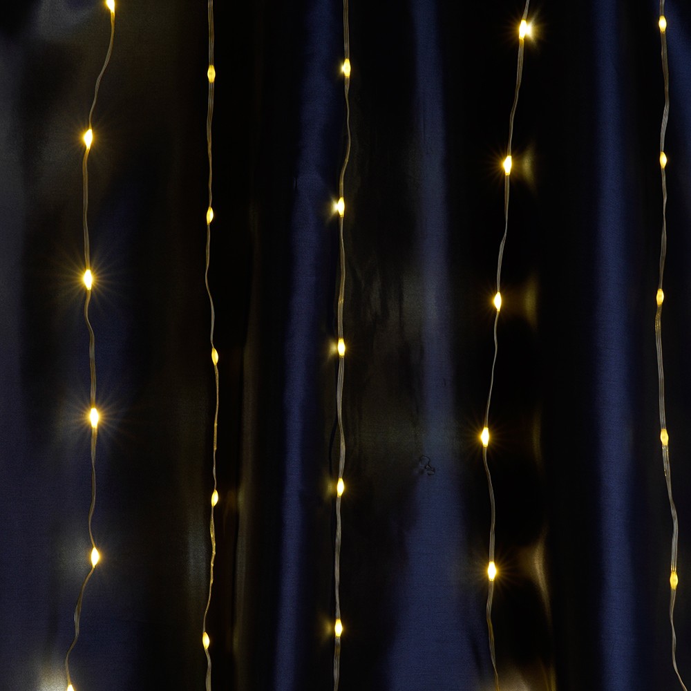 Светодиодная гирлянда Feron CL27 занавес Водопад 3*3м + 3м 230V 2700K, статичная, c питанием от сети, прозрачный шнур 48598