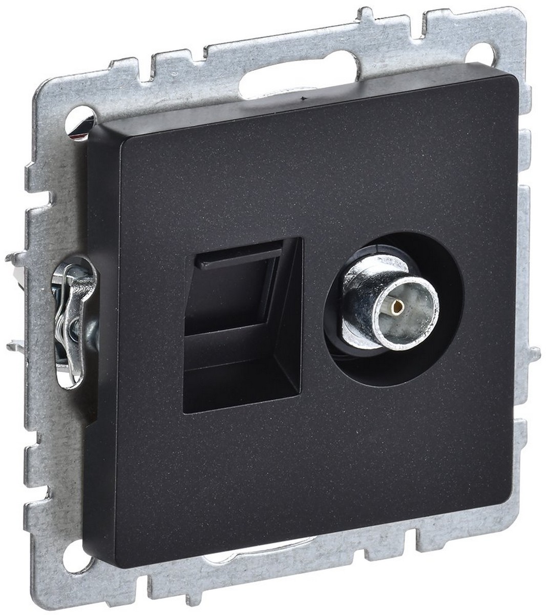 IEK Brite Черный Розетка IEK BRITE двойная TV+RJ45 кат.5E РТВ/РК12-БрЧ черный BR-AK20-1-K02
