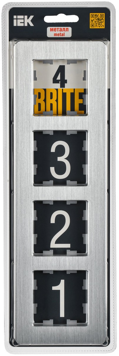 Рамка IEK BRITE DECOR алюм метал. скругл.угол 4-м РУ-4-1-Бр RE AL BR-M42-M-21-K47