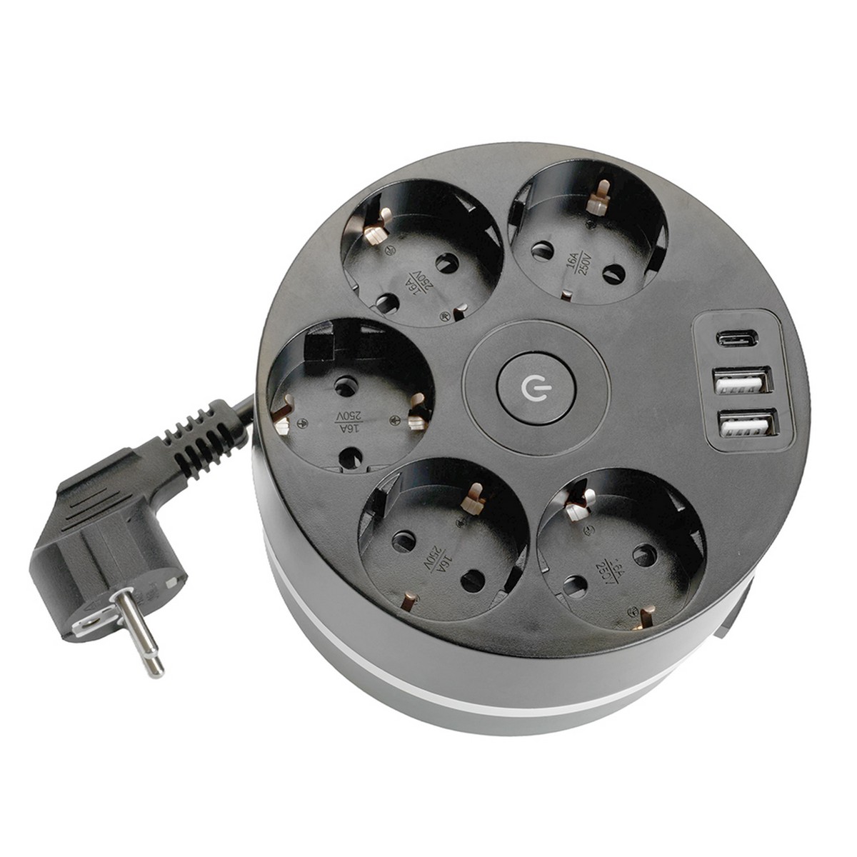 Удлинитель STEKKER HM10-51-01 5-местный с/з 2.5м 2USB+С 5V 3,1А Comfort черный 49656