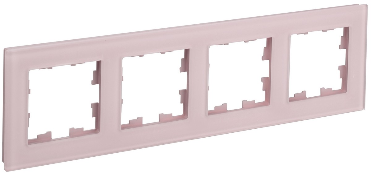 Рамка IEK BRITE DECOR Розовый матовый стекло 4-мест. РУ-4-2-Бр BR-M42-G-31-K14