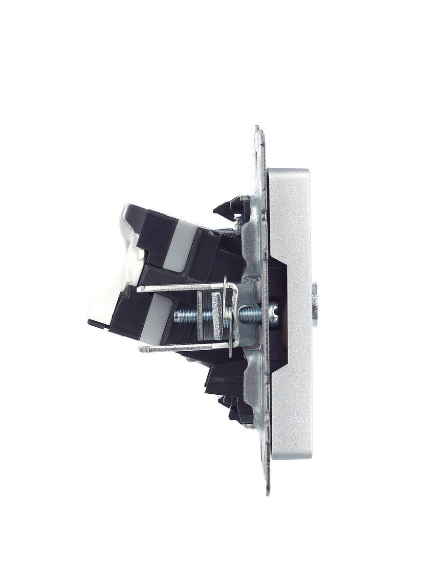 Розетка IEK BRITE двойная TV+RJ45 кат.5E РТВ/РК12-БрА алюминий BR-AK20-1-K47