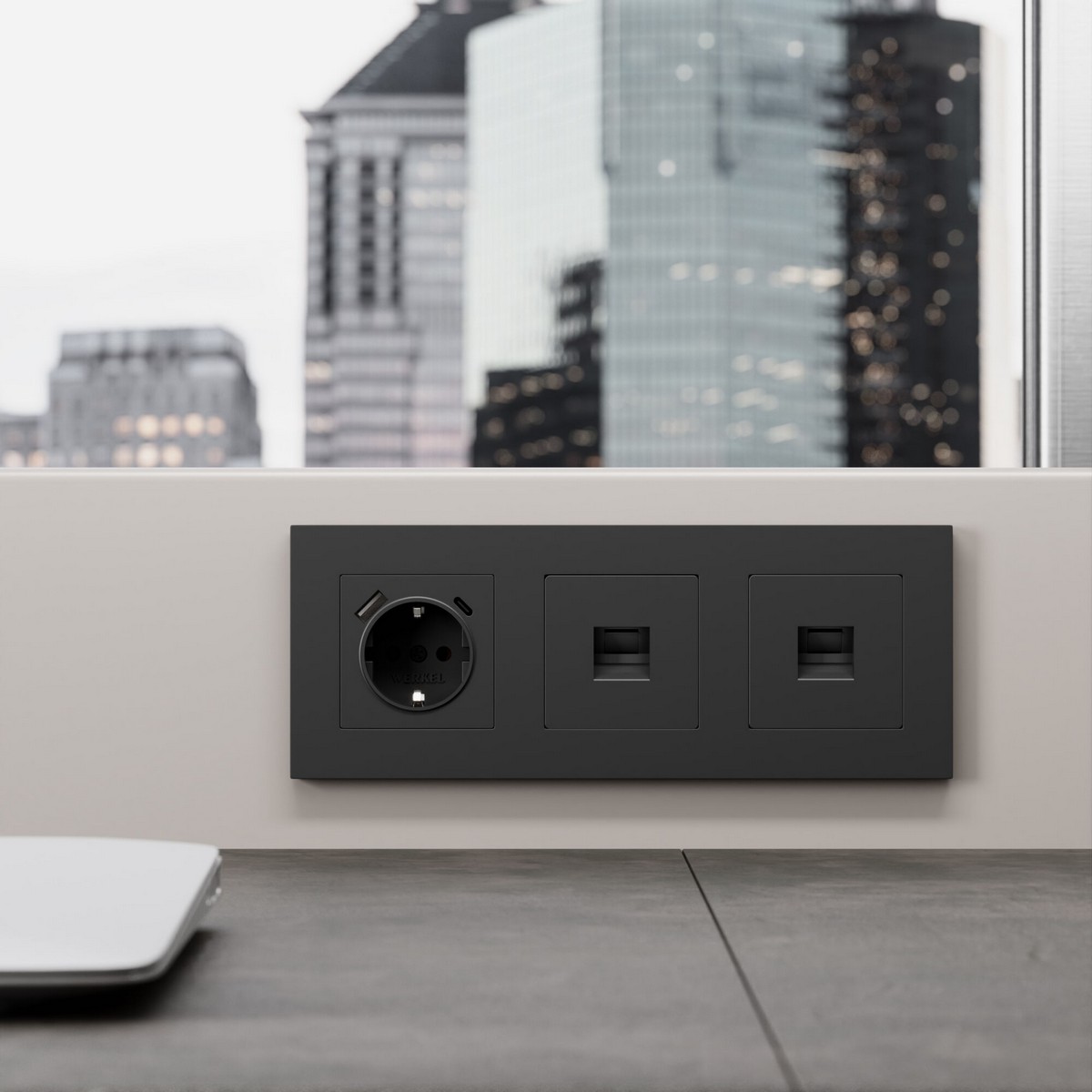 Werkel Черный матовый механизмы Розетка Werkel Ethernet RJ-45 cat. 6A экранированная (черный матовый) W5120108