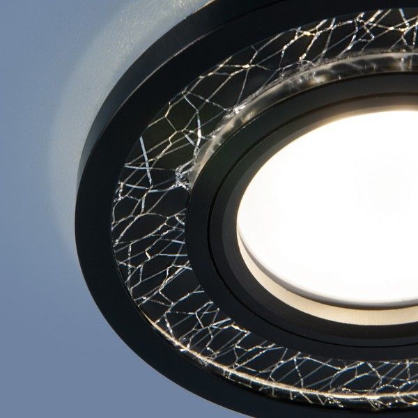 Светильники встраиваемые распродажа Встраиваемый точечный светильник Elektrostandard со светодиодной подсветкой 7020 MR16 BK/SL черный/серебро 