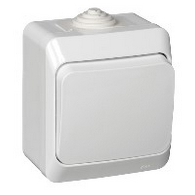 Выключатель 1-клавишный Systeme Electric Этюд наружный Белый IP44 BA10-041B