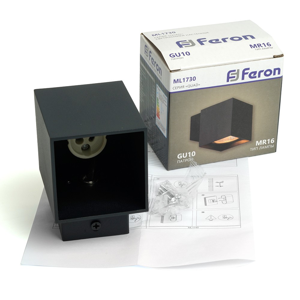 Светильник настенный Feron ML1730 QUAD чёрный IP20 48429