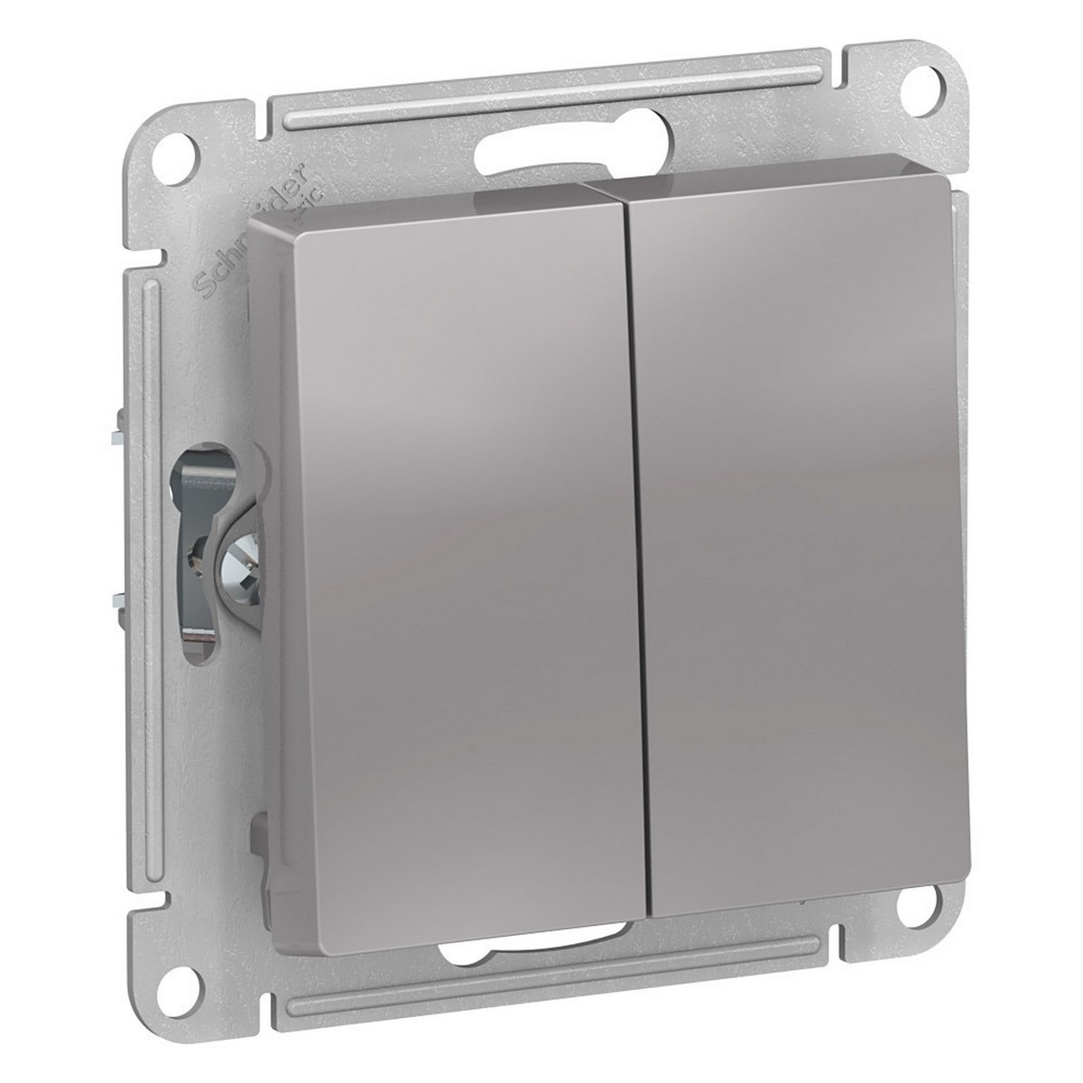 Переключатель 2-клавишный Systeme Electric AtlasDesign Алюминий сх.6, ATN000365