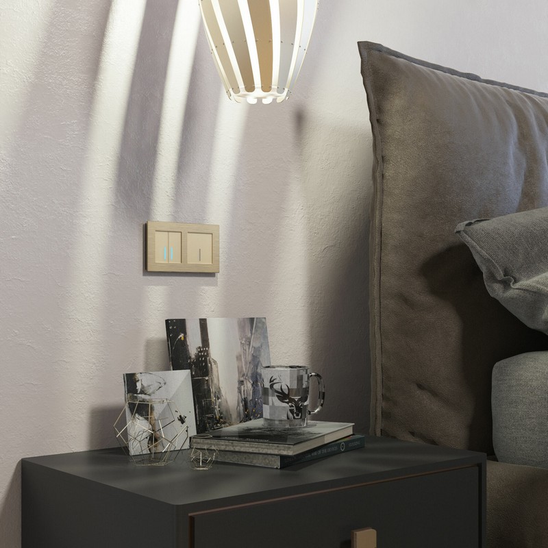 Werkel Шампань механизмы Сенсорный Выключатель Werkel двухклавишный с подсветкой 1000 Вт (шампань) W4520011