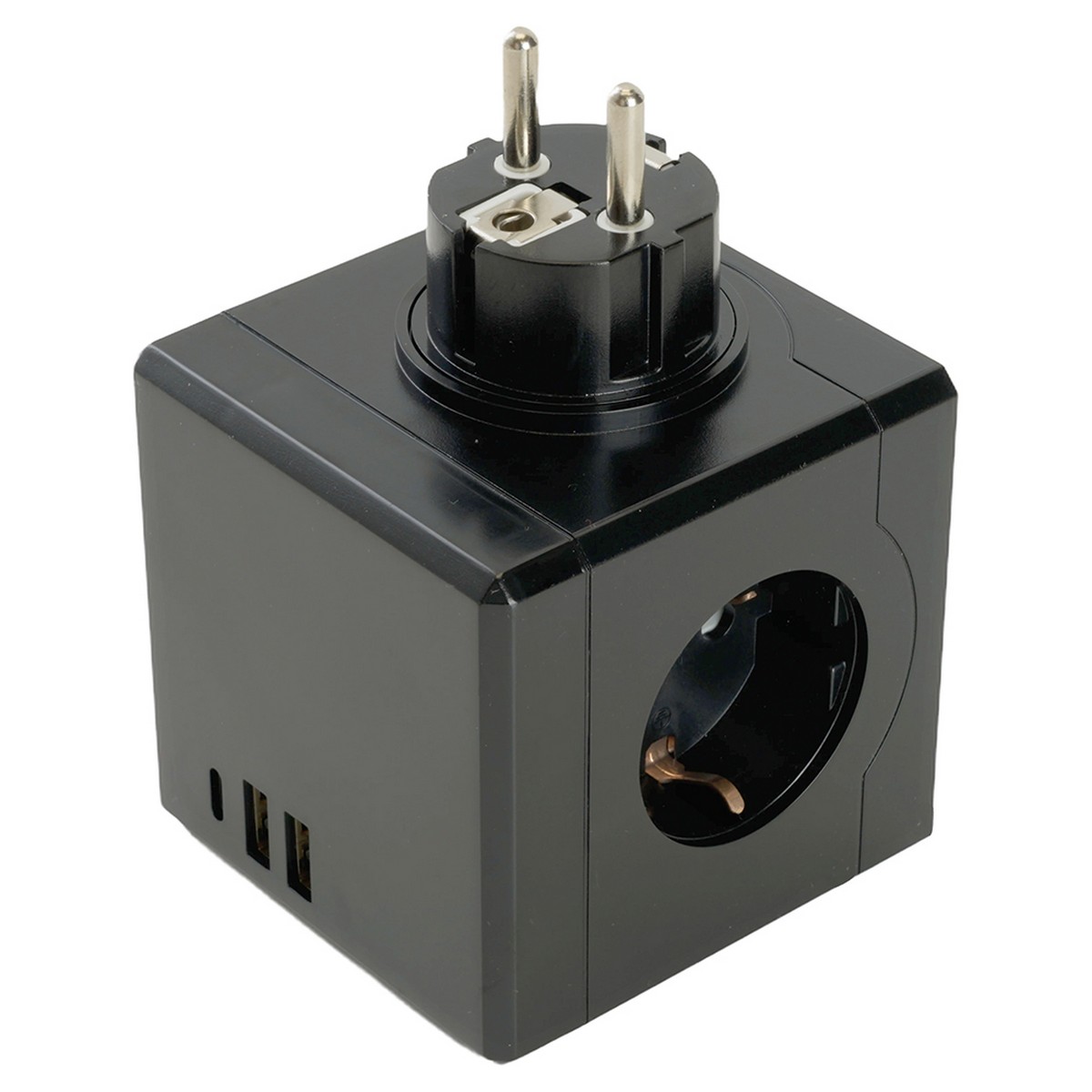 Колодки и удлинители, тройники Разветвитель сетевой 3-местный с/з STEKKER ADP16-33-22 USB A+ Type C 250B, 16A, черный 49658 