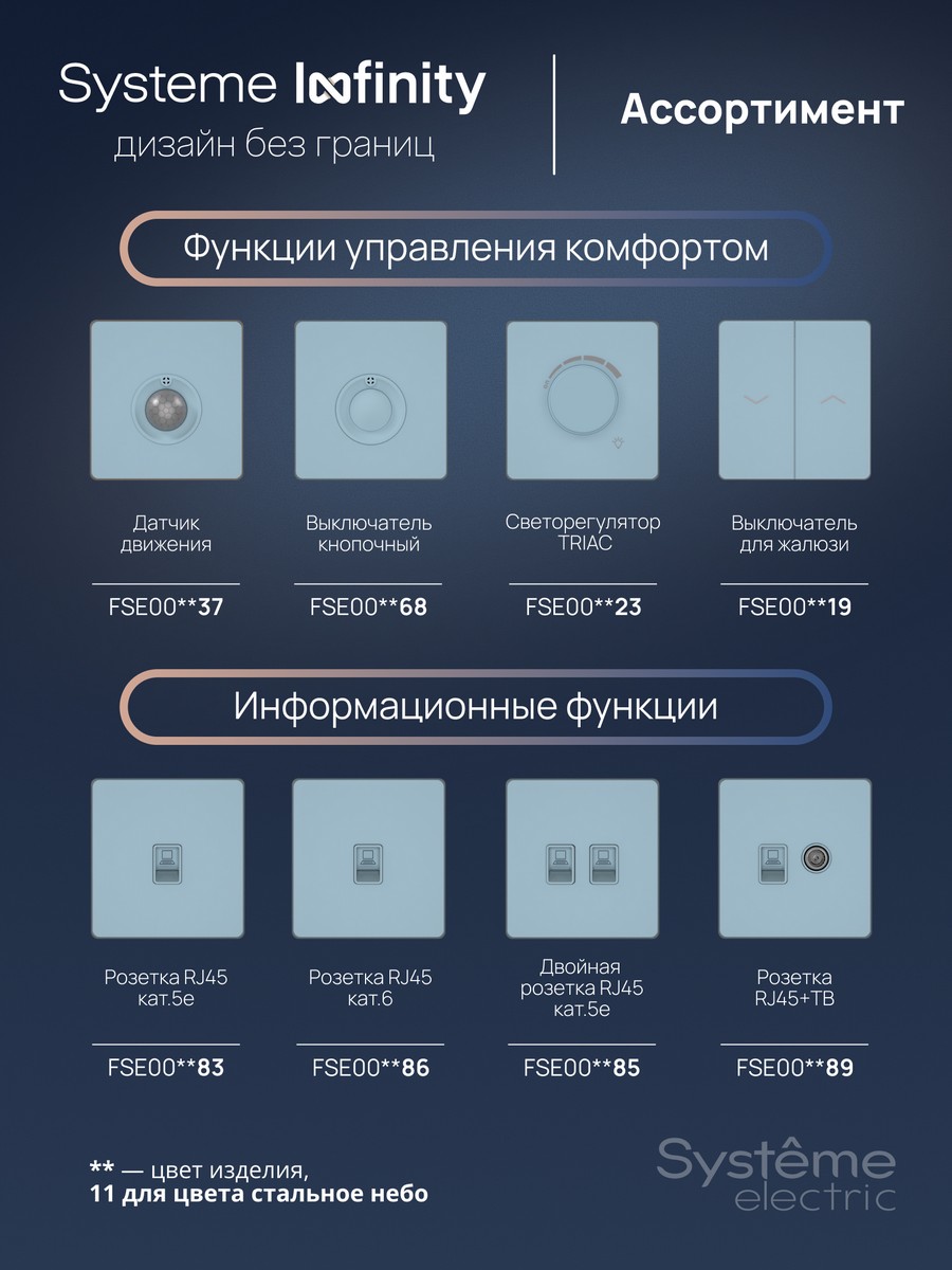 Выключатель Systeme Electric Infinity Стальное небо для жалюзи FSE001119