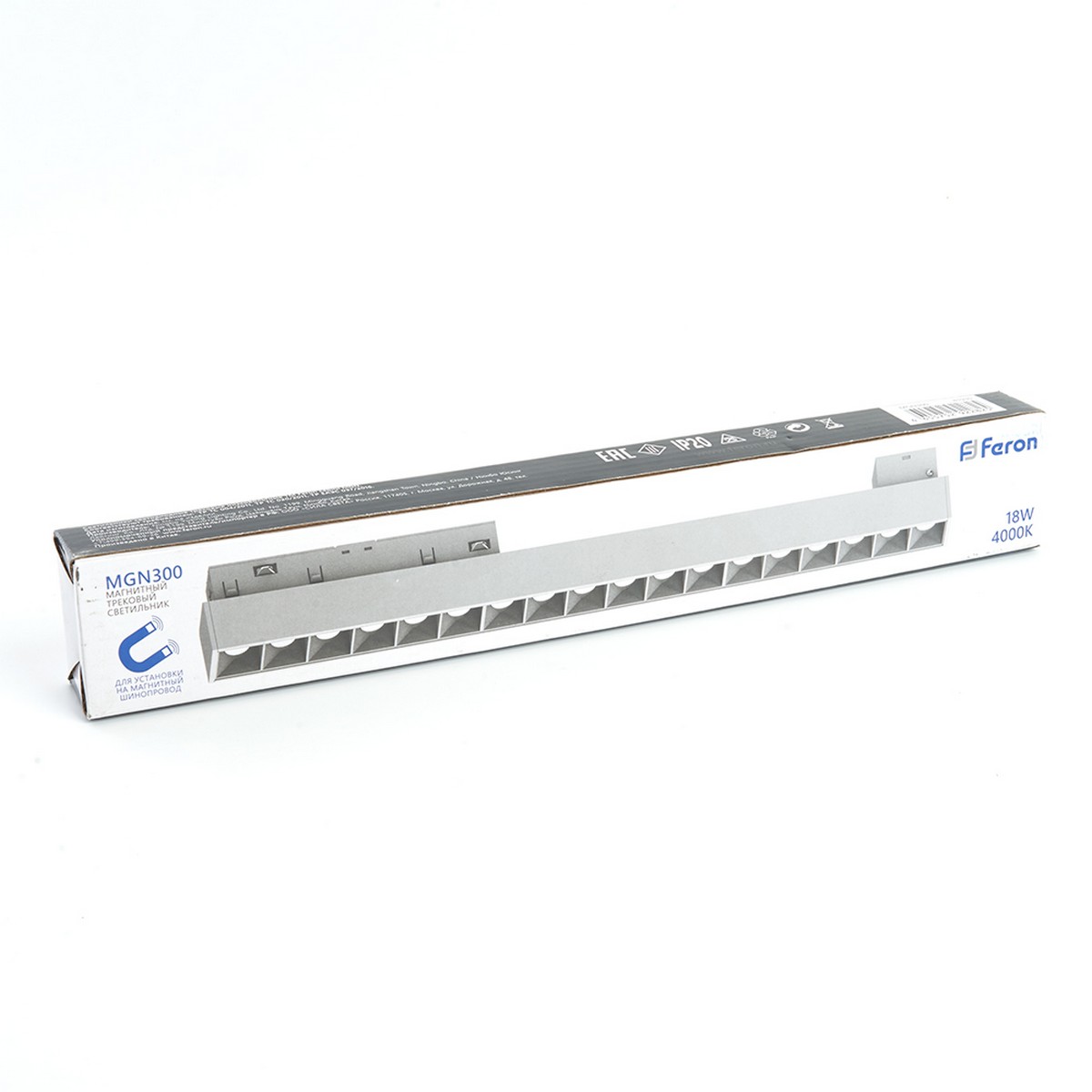 Трековые светодиодные светильники Светильник светодиодный Feron MGN300 трековый магнитный 18W 4000К 30 градусов белый 41930 