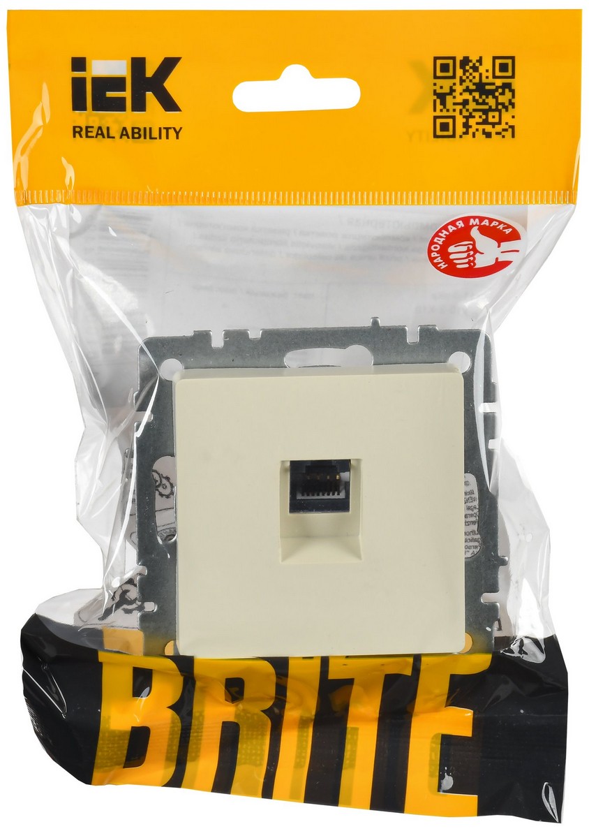 Розетка компьютерная IEK BRITE BASE Бежевый RJ45 кат.6 РК11-БрКр BR-K10-2-K10
