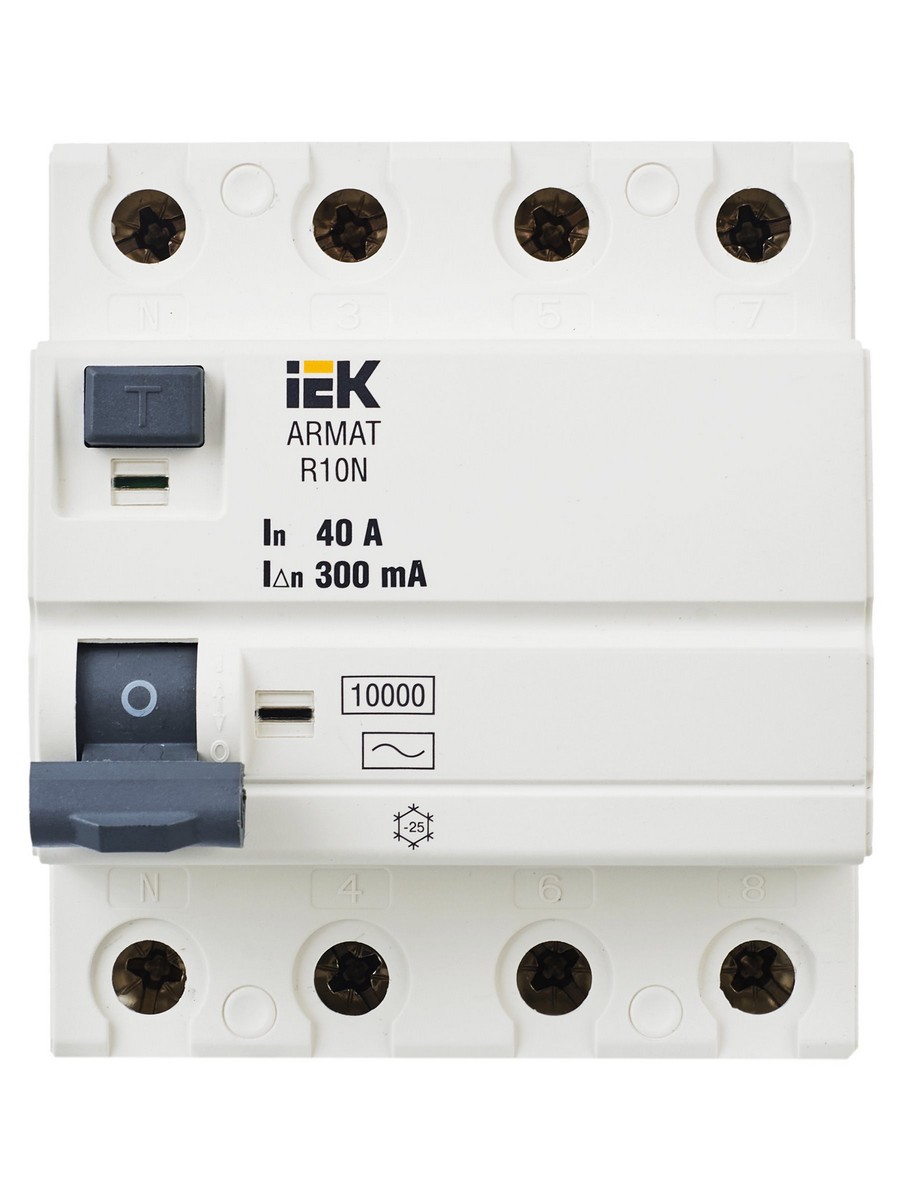 IEK ВДТ УЗО IEK ARMAT R10N 4P 40А 300мА тип AC AR-R10N-4-040C300 