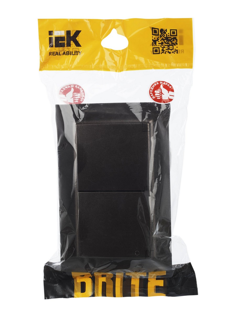 Розетка IEK BRITE 2-я с кр. 16А в сб IP44 РСбш12-3-44-БрТБ темная бронза BR-R26-16-44-K45-F