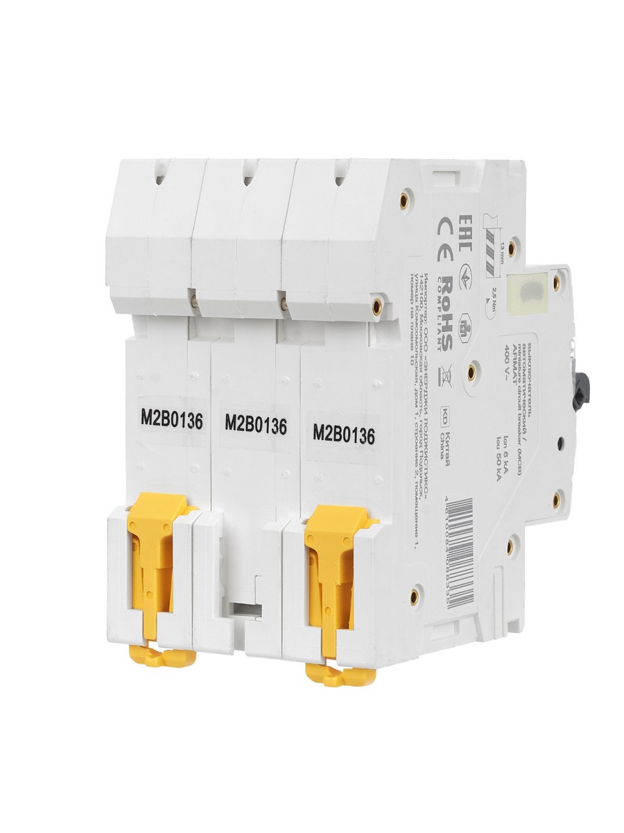 3 полюсные (трехполюсные) Автоматический выключатель IEK ARMAT M06N 3P B 1А AR-M06N-3-B001 