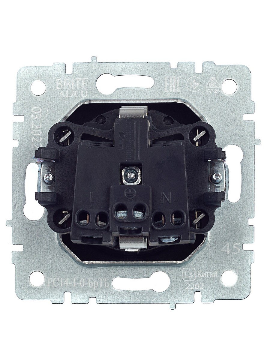 Розетка IEK BRITE с/з с шторками 16А РС14-1-0-БрТБ темная бронза BR-R14-16-K45