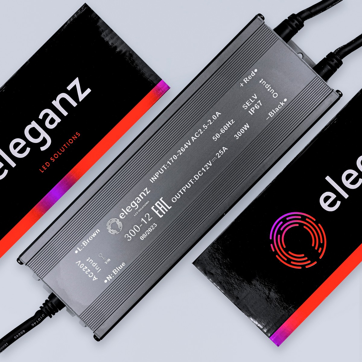 Блок питания для светодиодной ленты Eleganz 12V 300W IP67 герметичный 1188