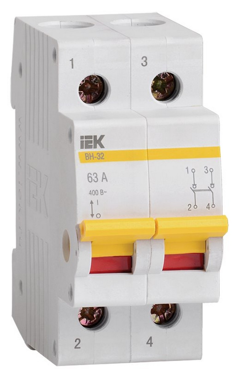 Выключатель нагрузки IEK KARAT (мини-рубильник) ВН-32 2Р 63А MNV10-2-063