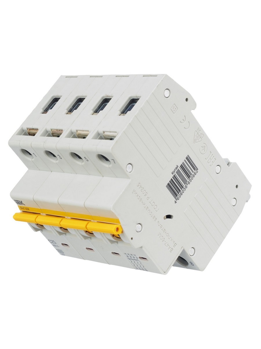 4 полюсные (четырехполюсные) Автоматический выключатель IEK KARAT ВА47-60M 4Р 25А 6кА С MVA31-4-025-C 