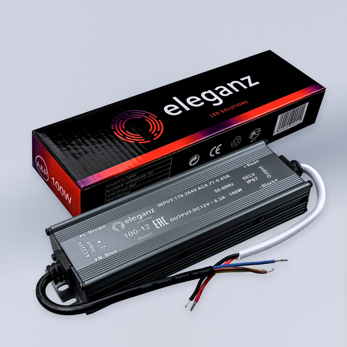 Блоки питания для светодиодной ленты Блок питания для светодиодной ленты Eleganz 12V 100W IP67 герметичный 1100 