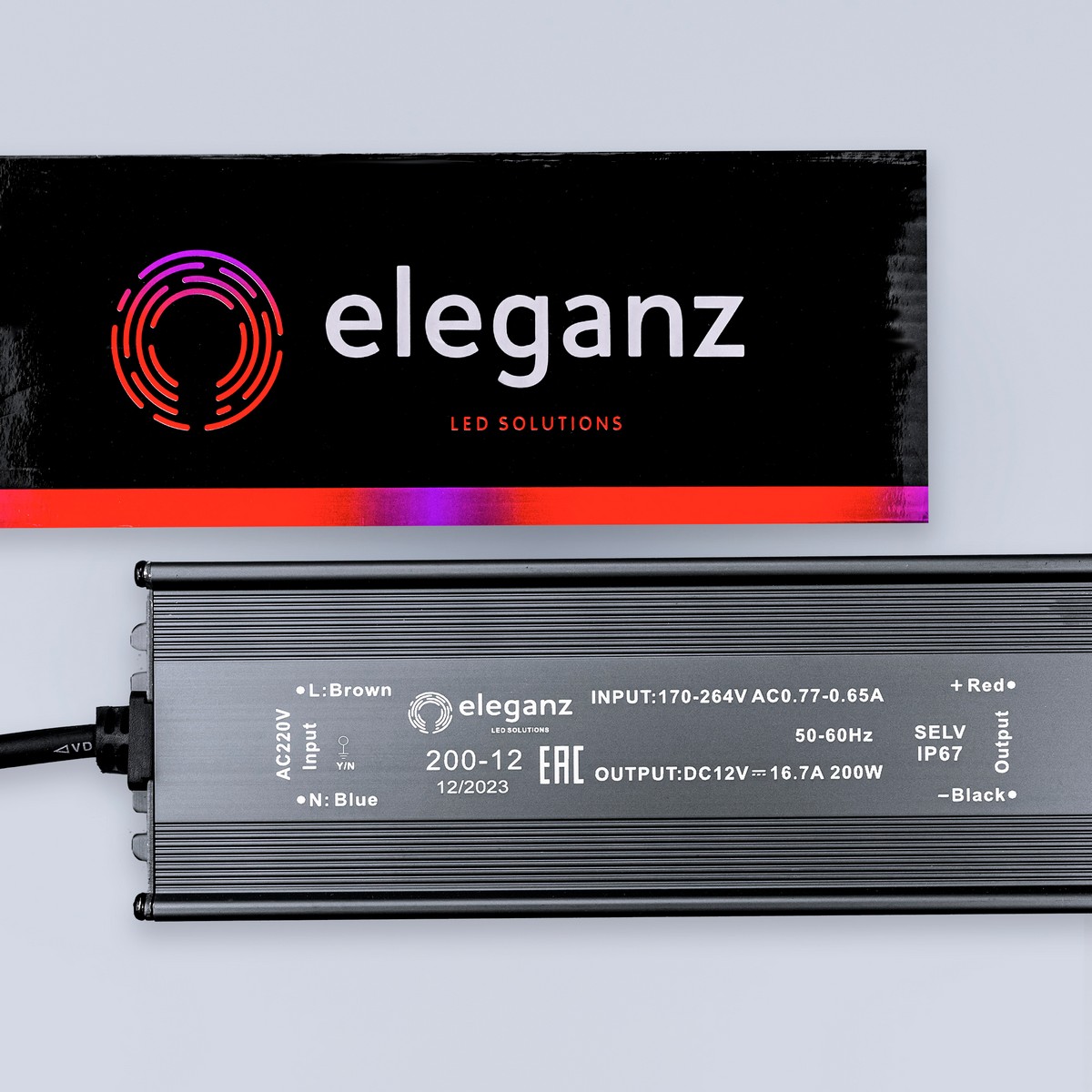 Блок питания для светодиодной ленты Eleganz 12V 200W IP67 герметичный 1192