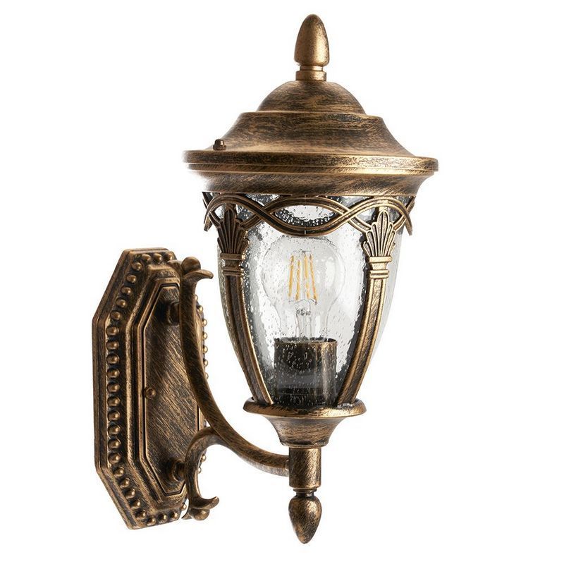 Уличные настенные светильники Светильник садово-парковый Feron PL682 на стену вверх 60W 230V E27 черное золото 11693 