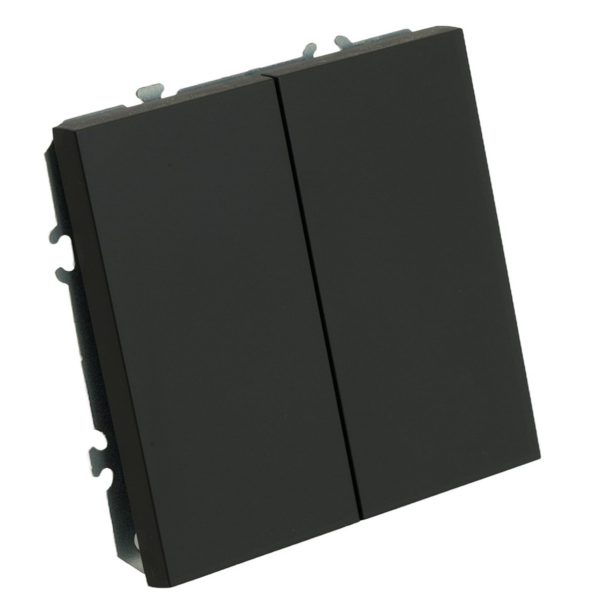 Эмили - Розетки и выключатели Stekker Выключатель 2-клавишный STEKKER Эмили RSW10-5104-05 черный уголь soft touch 49840