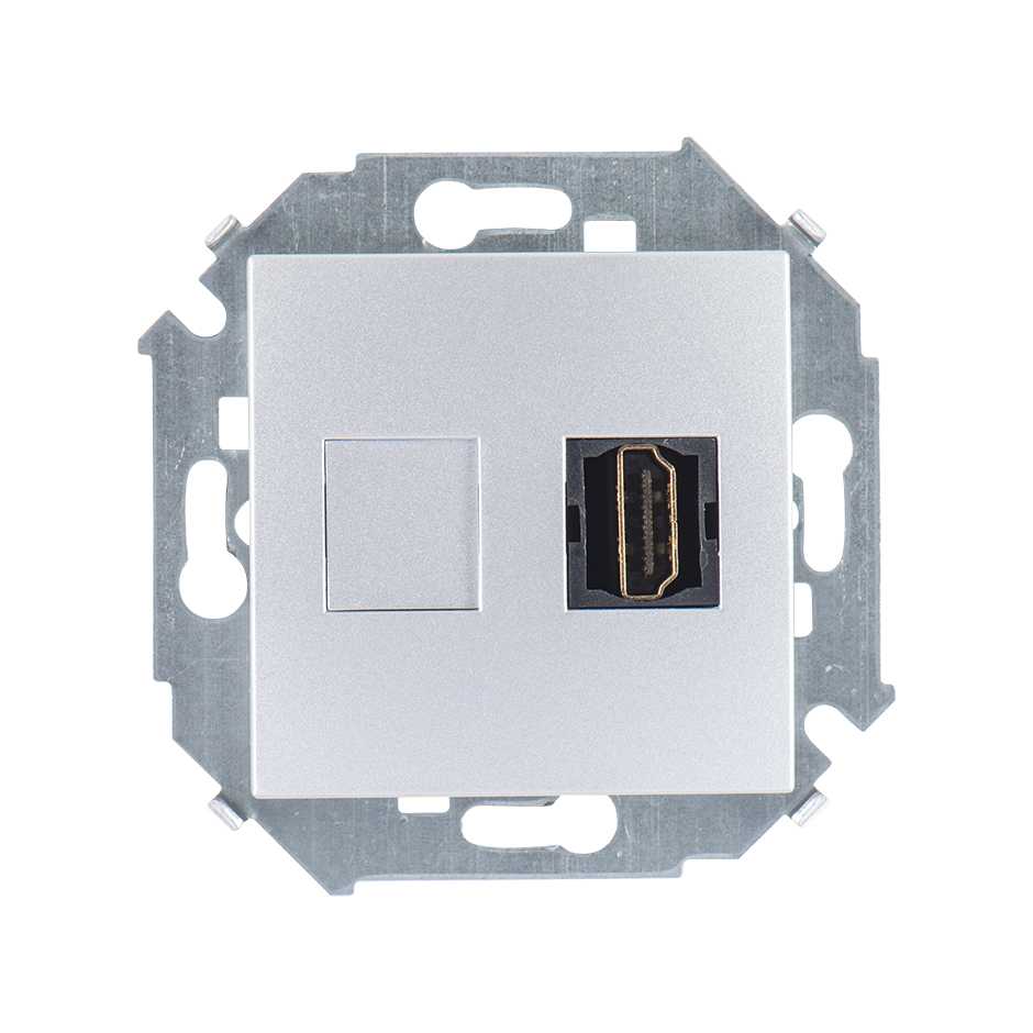 Розетка HDMI Simon 15 Алюминий аудио/видео v1.4 тип А 1591407-033
