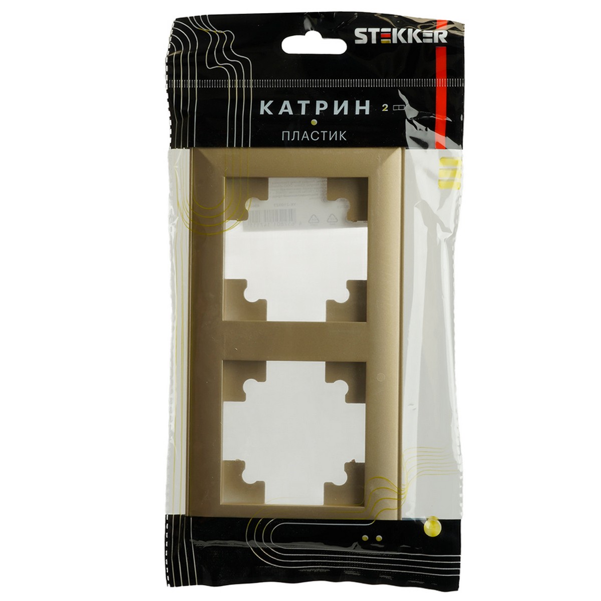 Катрин - Розетки и выключатели Stekker Рамка STEKKER 2-местная Катрин стекло золото PFR00-7002-08 49607