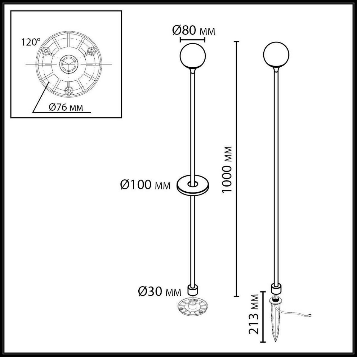 Ландшафтный светильник ODEON LIGHT 7120/3GLB DEW