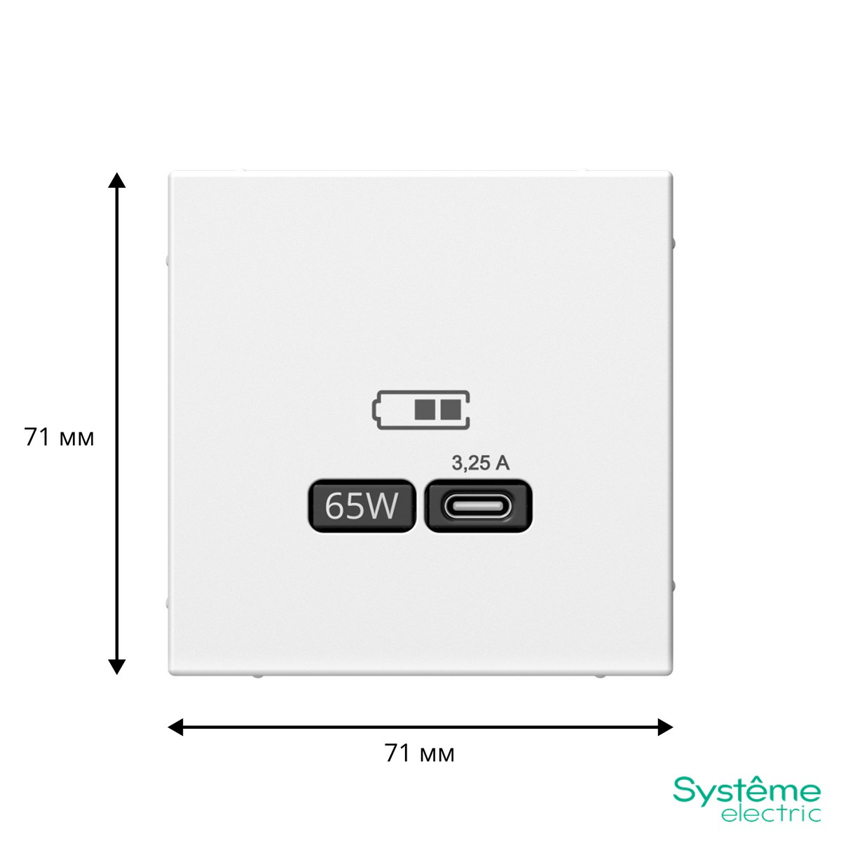 USB Розетка Systeme Electric ArtGallery Лотос тип-С 65Вт высокоскор.заряд. QC PD GAL001327