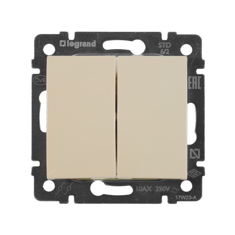 Legrand Valena Classic Кремовый Переключатель Legrand Valena Крем 2-х клавишный 774308