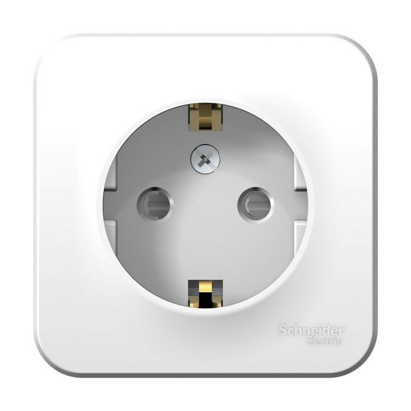 Blanca белые розетки и выключатели Розетка SE Blanca с/з Белый наружный со шторками BLNRA011101