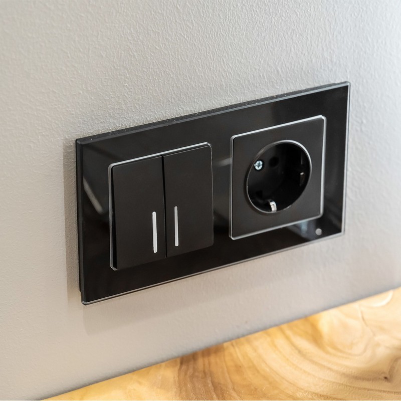 Werkel Черный матовый механизмы Выключатель Werkel двухклавишный проходной с подсветкой черный матовый W1122108