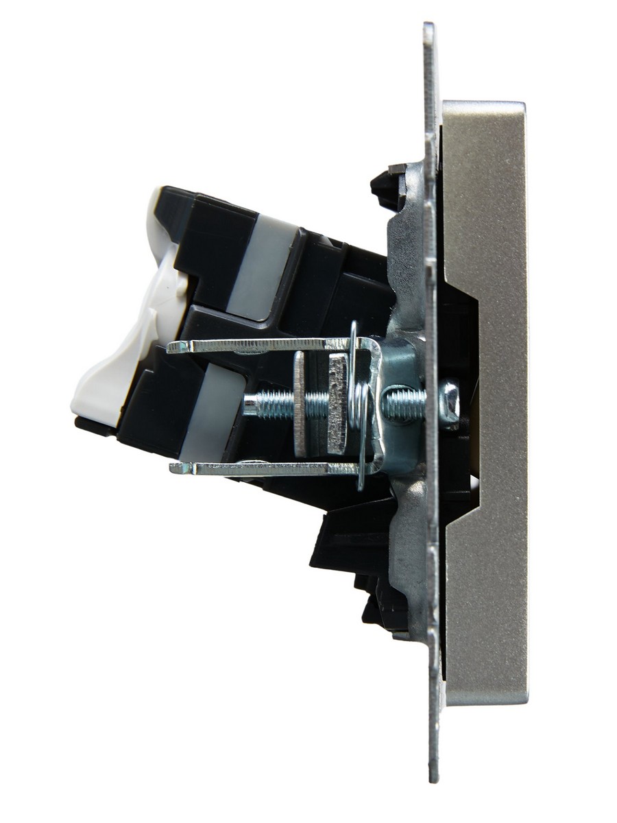 Розетка IEK BRITE компьютерная двойная RJ45 кат.5E РК10-2-БрА алюминий BR-K20-1-K47