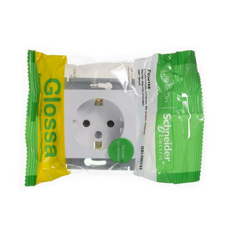 Розетка Systeme Electric Glossa Белый с заземлением GSL000143