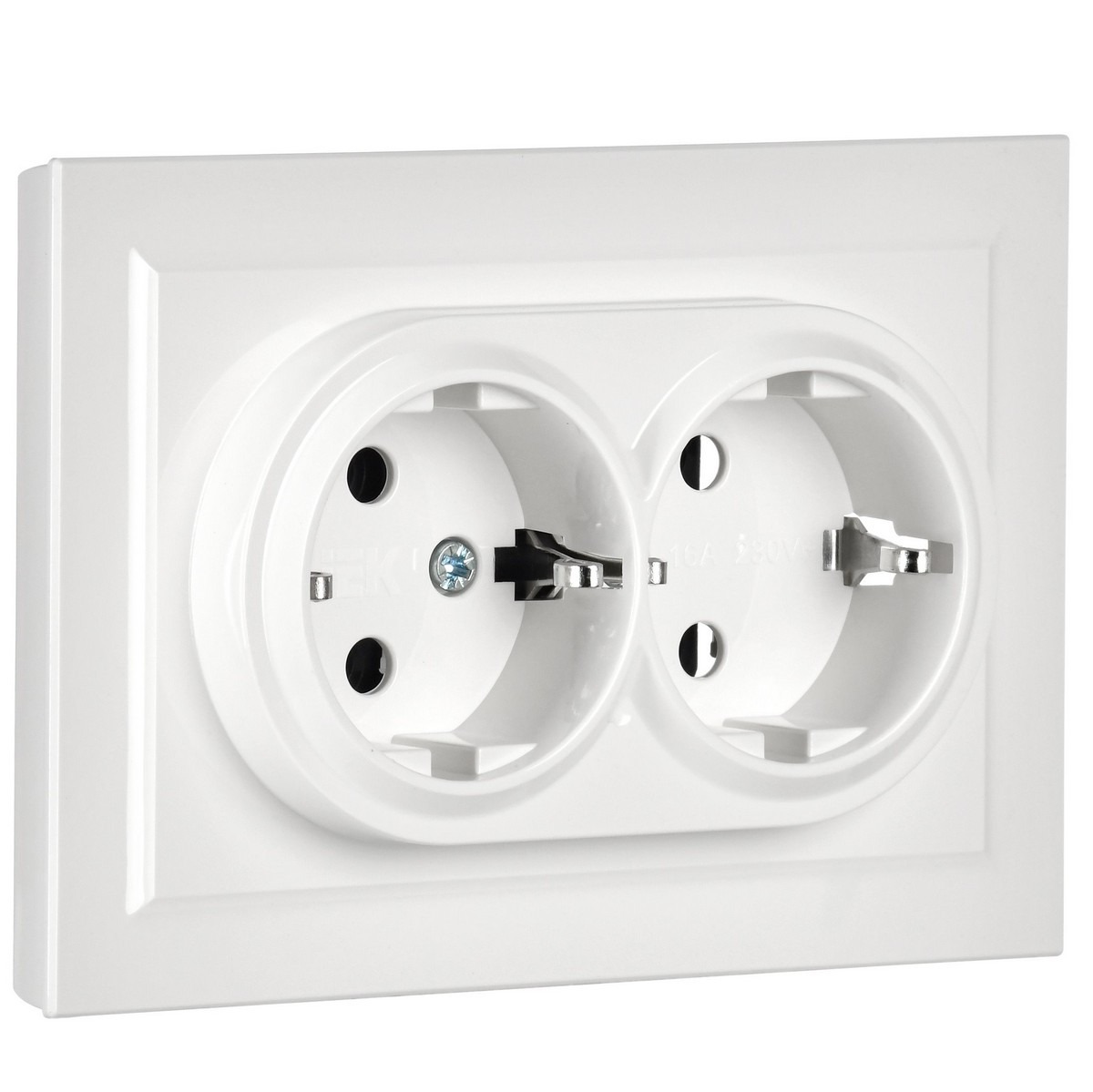 IEK Brite Белый Розетка IEK BRITE 2-ая с/з без шторок 16А в сборе РС12-3-БрБ белый BR-R21-16-K01-F