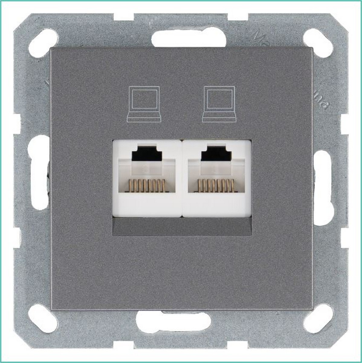 Интернет-розетка JASMART RJ45 двойная Алюминий G6106S