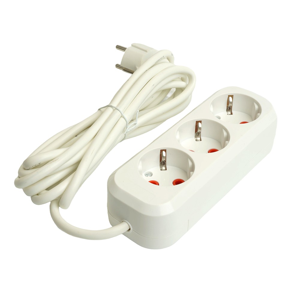 Колодки и удлинители, тройники Удлинитель STEKKER трехместный с/з HM06-31-02 2м Home (У10-002) белый 49347 